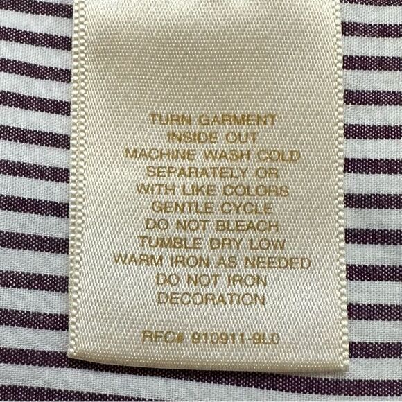 Bobbie Brooks Shoe Appliques Purple White Striped Button Down Shirt - Picture 11 of 13